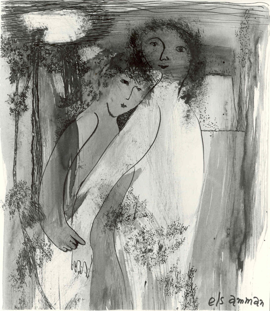 Verbonden figuren in grijs en wit